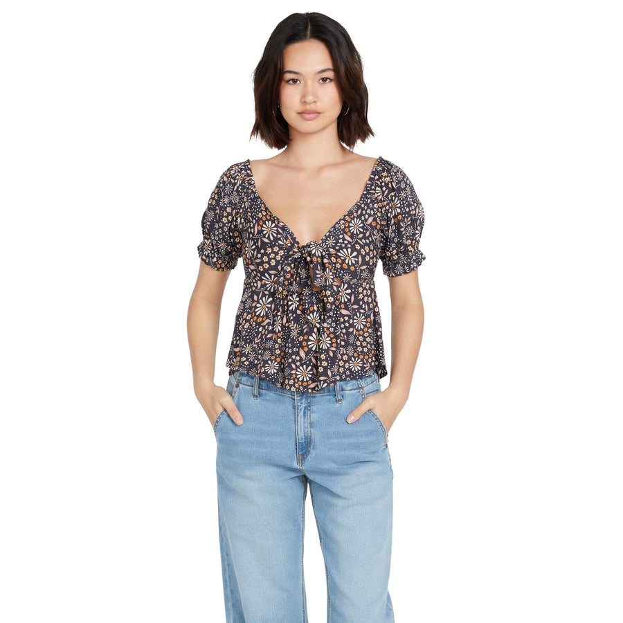 FOLK YEAH TOP  -  VINTAGE BLACK