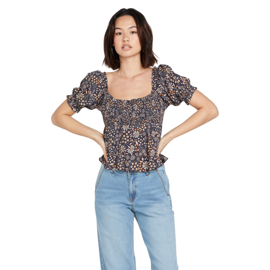 FOLK YEAH TOP  -  VINTAGE BLACK