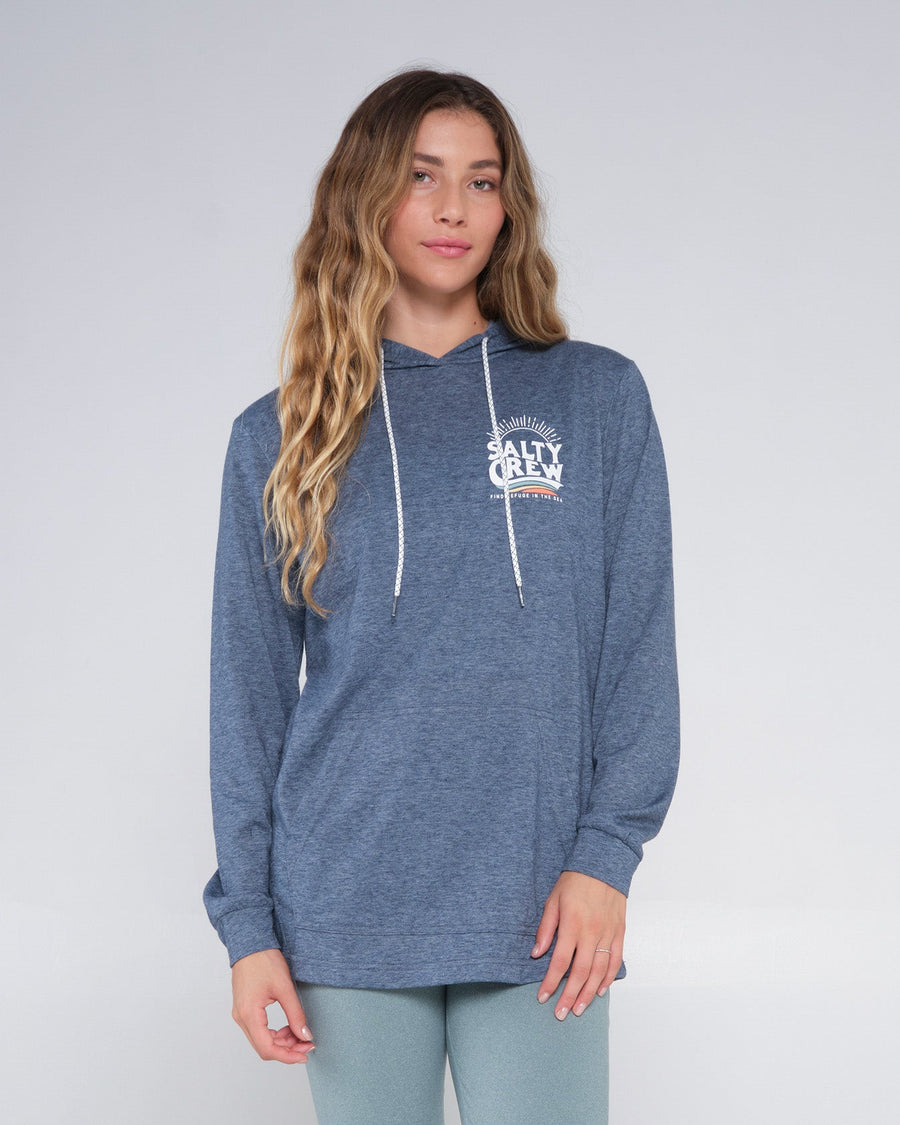 THE WAVE MID WEIGHT HOODY -  NAVY