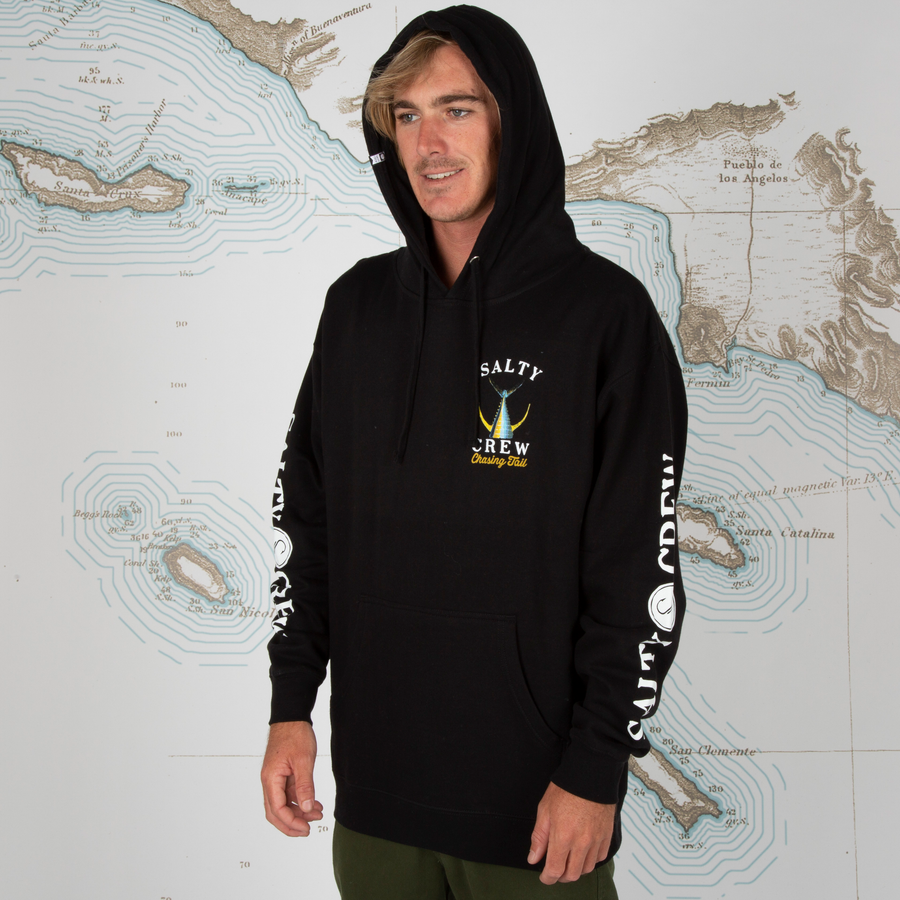TAILED HOOD FLEECE -  BLACK