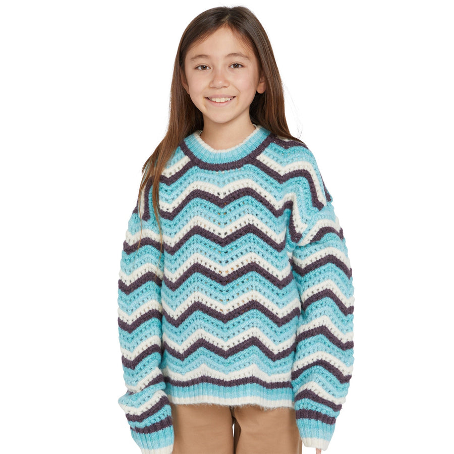 ZIGZY ZAGZY SWEATER -  AQUA