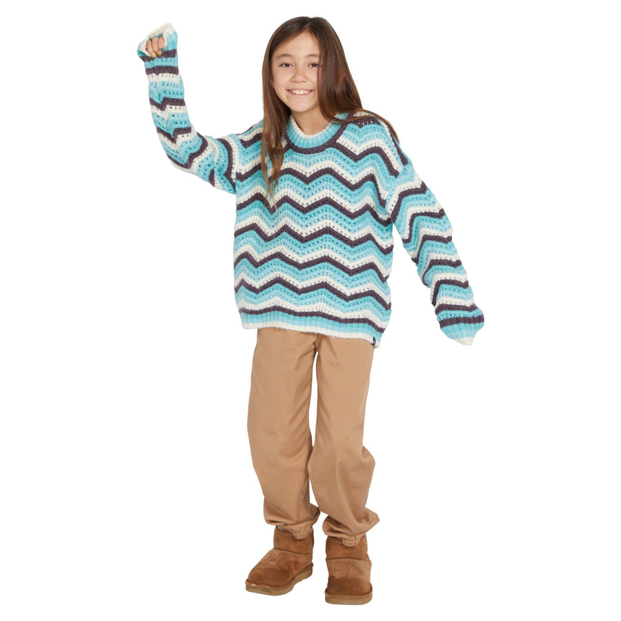 ZIGZY ZAGZY SWEATER -  AQUA