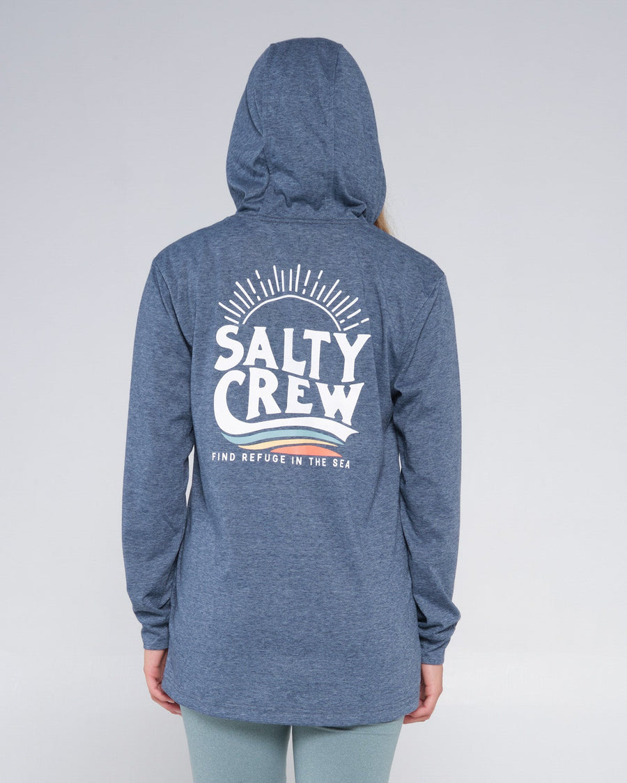 THE WAVE MID WEIGHT HOODY -  NAVY