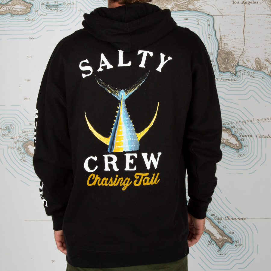 TAILED HOOD FLEECE -  BLACK