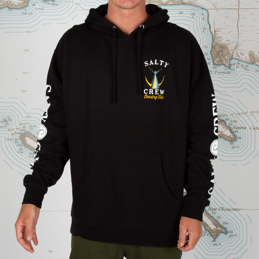 TAILED HOOD FLEECE -  BLACK