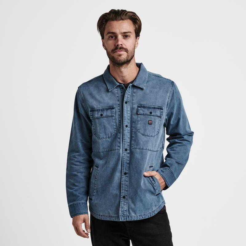 HEBRIDES UNLINED -  BLUE GREY HAMA WASH